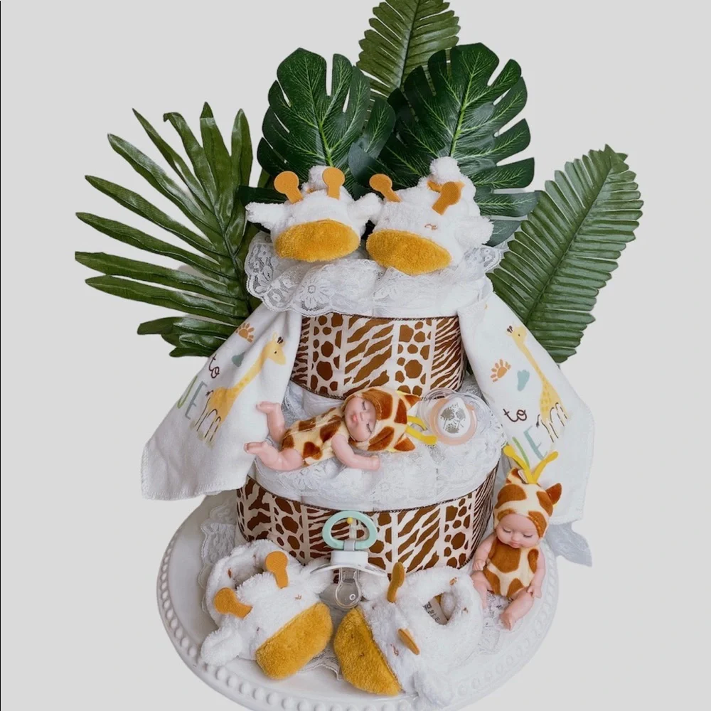 Twins Safari Giraffe Diaper Cake